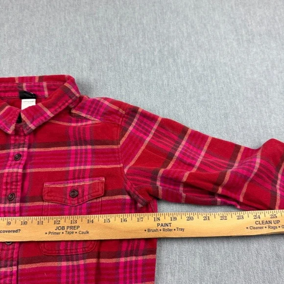 Patagonia Shirt Womens 6 Red‎ Plaid Long Sleeve Fjord Flannel Organic Cotton - Picture 6 of 11